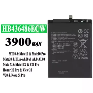 Aku HB436486ECW sobib HUAWEI Mate 10/Mate 10 Pro/Mate 10X/Mate 20/P20 Pro/P20 Pro Leather Limited Edition/Honor 20 Pro/Honor View 20/Honor V20/Nova 5i Pro/Nova 5z