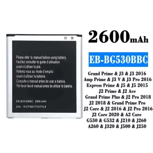 Aku EB-BG530BBC sobib Samsung J3/J3 2016/J3 V/J3 Pro 2016/J5/J5 2015/J2 Ace/J2 Pro 2018/J2 2018/J2 Core/J2 2016/J2 Pro 2016/J2 Core 2020/A2 Core