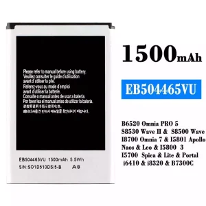 Aku EB504465VU sobib Samsung B6520 Omnia PRO 5/S8530 Wave /S8500 Wave 2