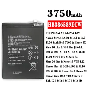 Aku HB386589ECW sobib HUAWEI P10 PLUS /Nova3 / Honor 8X / View 10 Lite / P10 Pro / Nova 3a / Mate 20 Lite / Nova4 / Honor 8A / Honor 20 / Honor View 10 / Nova 5T