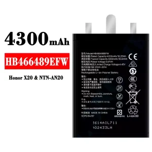 Aku HB466489EFW sobib HUAWEI Honor X20