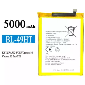 Aku BL-49HT sobib Tecno KE7 / SPARK 6 / Camon 16 /Camon 16 Pro