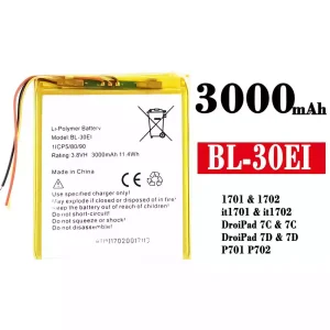 Aku BL-30EI sobib Tecno 1701 / 1702 / it1701 / it1702 / DroiPad 7C / 7C / DroiPad 7D / 7D / P701 / P702