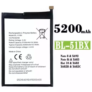Aku BL-51BX sobib Infinix Note 8 / Note 8i / Hot 10
