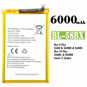 Aku BL-58BX sobib Infinix Hot 9 Play /Hot 10 Play