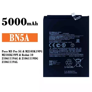 Aku BN5A sobib Xiaomi Poco M3 Pro 5G / Redmi 10