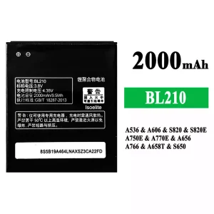 Aku BL210 sobib Lenovo A536/A606/S820/S820E/A750E/A770E/A656/A766/A658T/S650