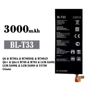 Aku BL-T33 sobib LG Q6 /Q6+ /Q6a /G6mini