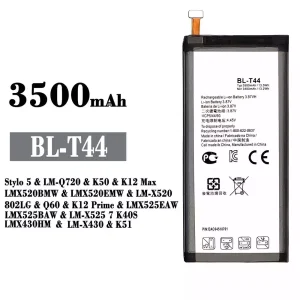 Aku BL-T44 sobib LG Stylo 5 / K50 / K12 Max /Q60 / K12 Prime /LK51