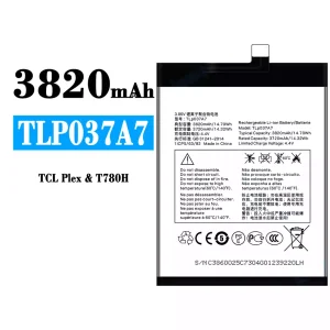 Aku TLP037A7 sobib Alcatel TCL Plex/T780H