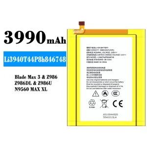 Aku Li3940T44P8h846748 sobib ZTE Blade Max 3